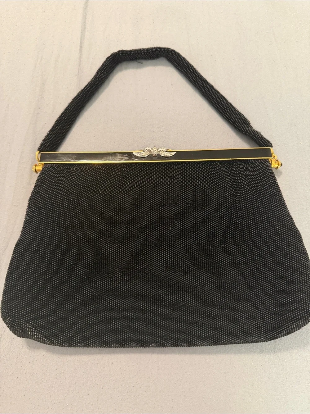 Classic Black Evening Handbag with Gold Frame